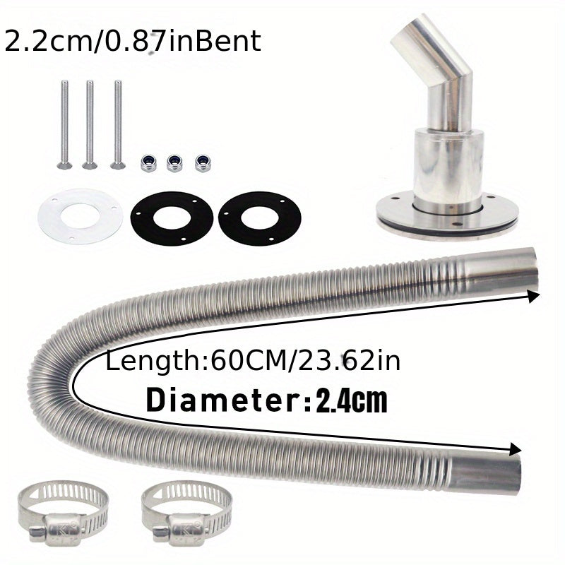 Stainless Steel Heater Exhaust Pipe Kit 24mm 60cm for Parking Heaters
