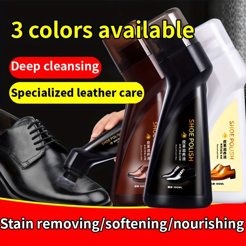 Waterproof Liquid Shoe Polish for PU Leather - Black, Brown, Colorless