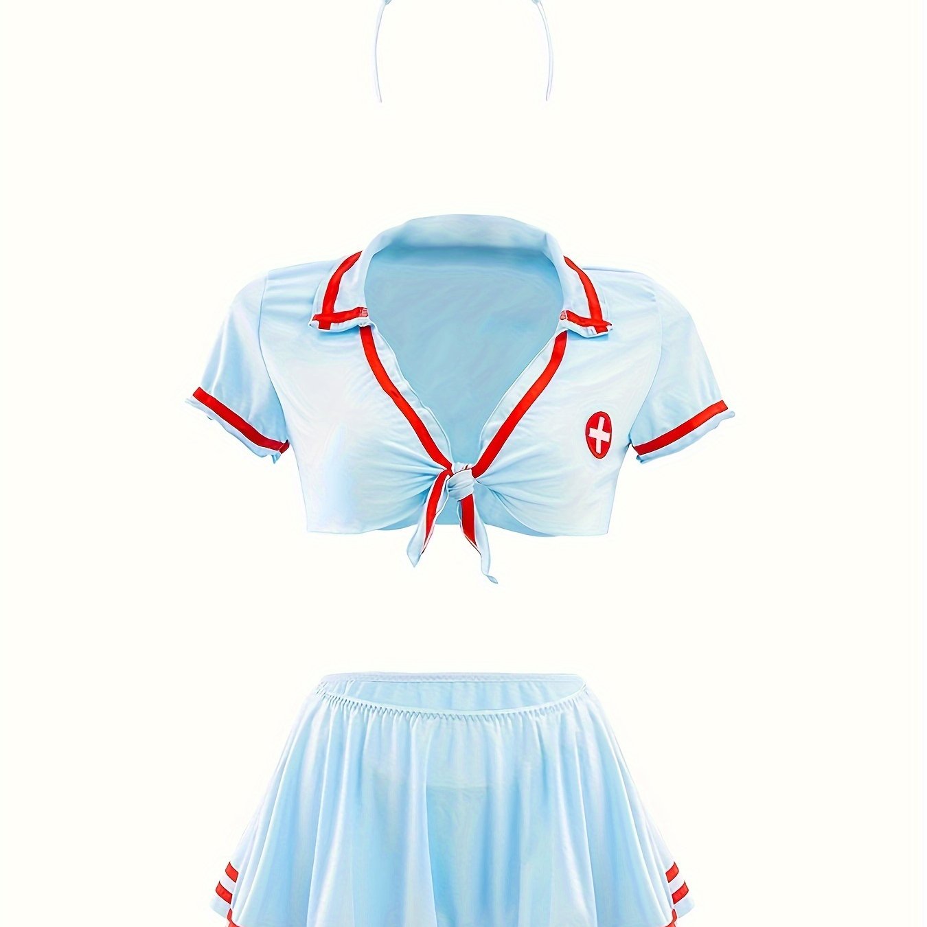 Women's Sexy Nurse Costume with Hat Top Underwear and Skirt