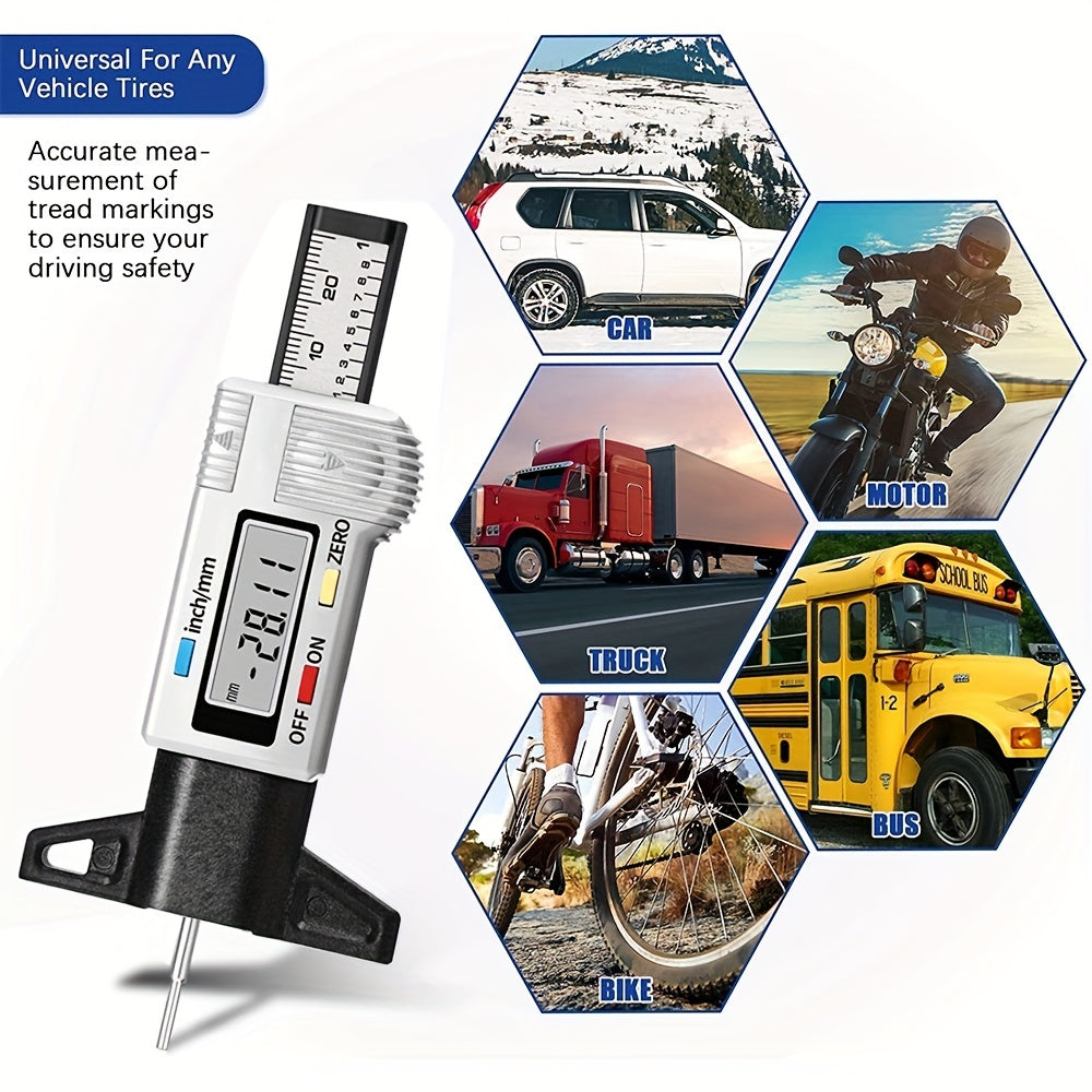 Цифровой измеритель глубины протектора шин 0-25,4 мм дюйм Автомобиль грузовик мотоцикл