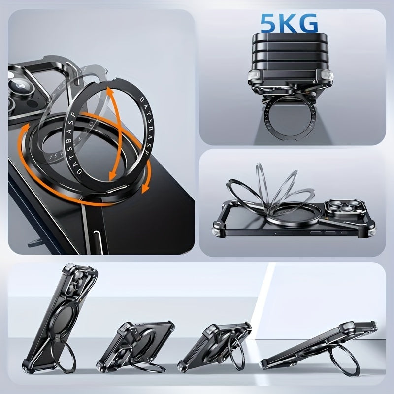 Metal Z-Shaped Phone Case for iPhone 14 15 Pro Max with 360° Rotation Holder