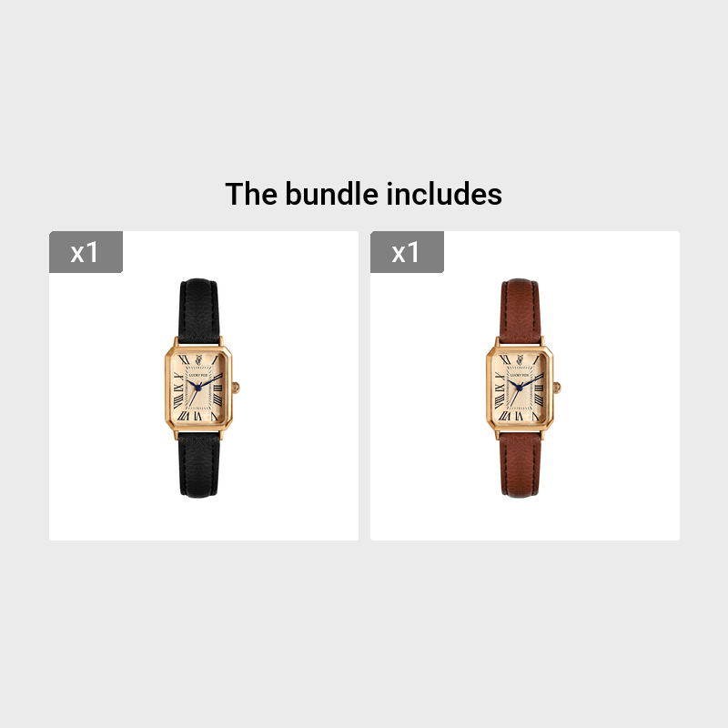 Women's Square Roman Numeral Watch Leather Band Vintage Style Quartz Watch