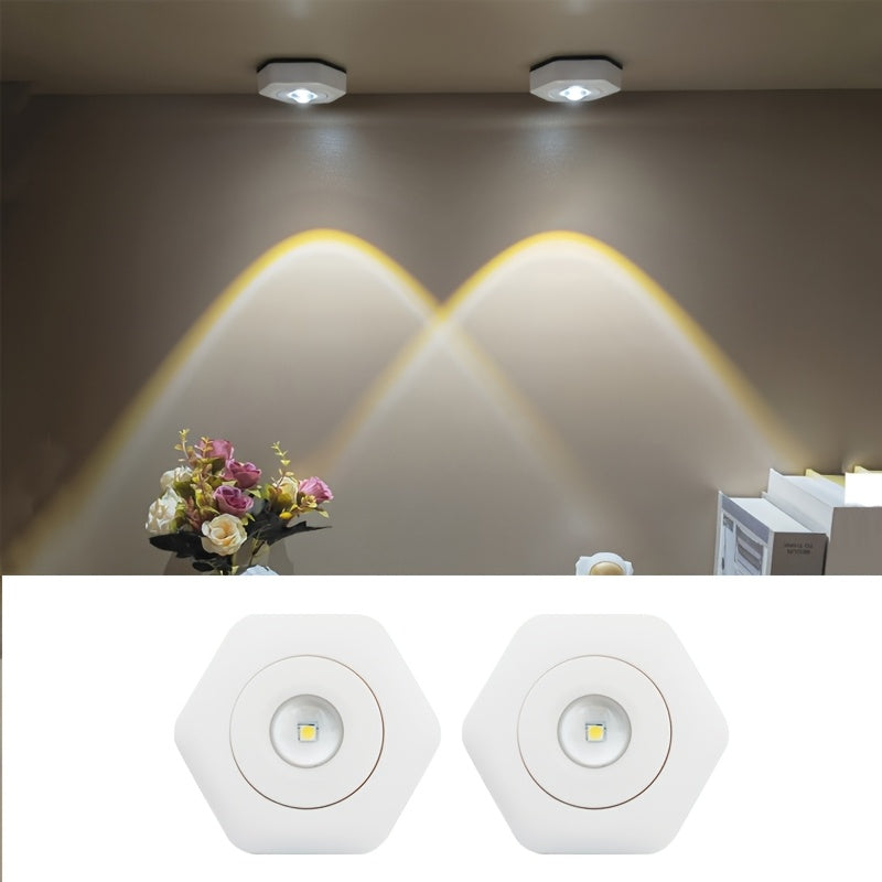 Lámpara de atardecer LED con diseño hexagonal, brillo de dos niveles, alimentada por batería para dormitorio, sala de estar, fotografía