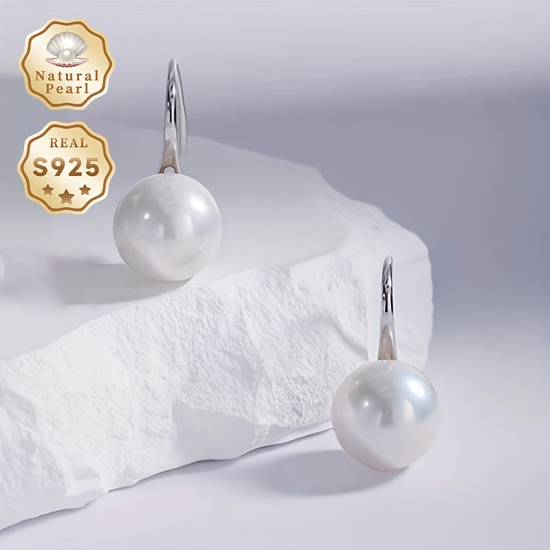 Vintage Freshwater Pearl Drop Earrings 11-12mm Sterling Silver June Birthstone Gift