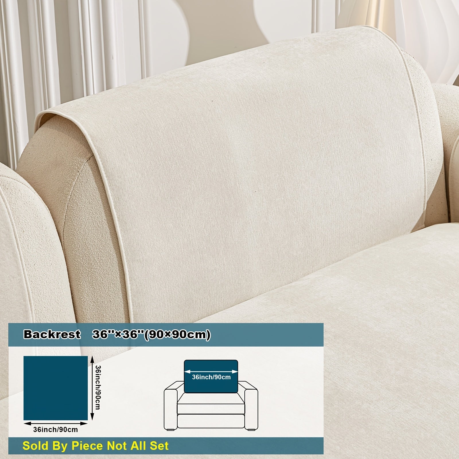 Chenille Sofa Cover Non-Slip Pet-Friendly All Seasons Fits 1-4 Seaters Light Beige