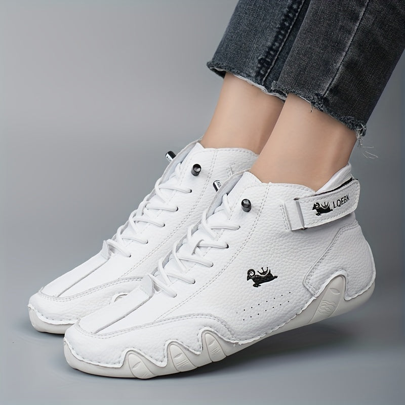 Women's Leather Low-Top Lace-Up Boots Comfortable All-Season Trendy