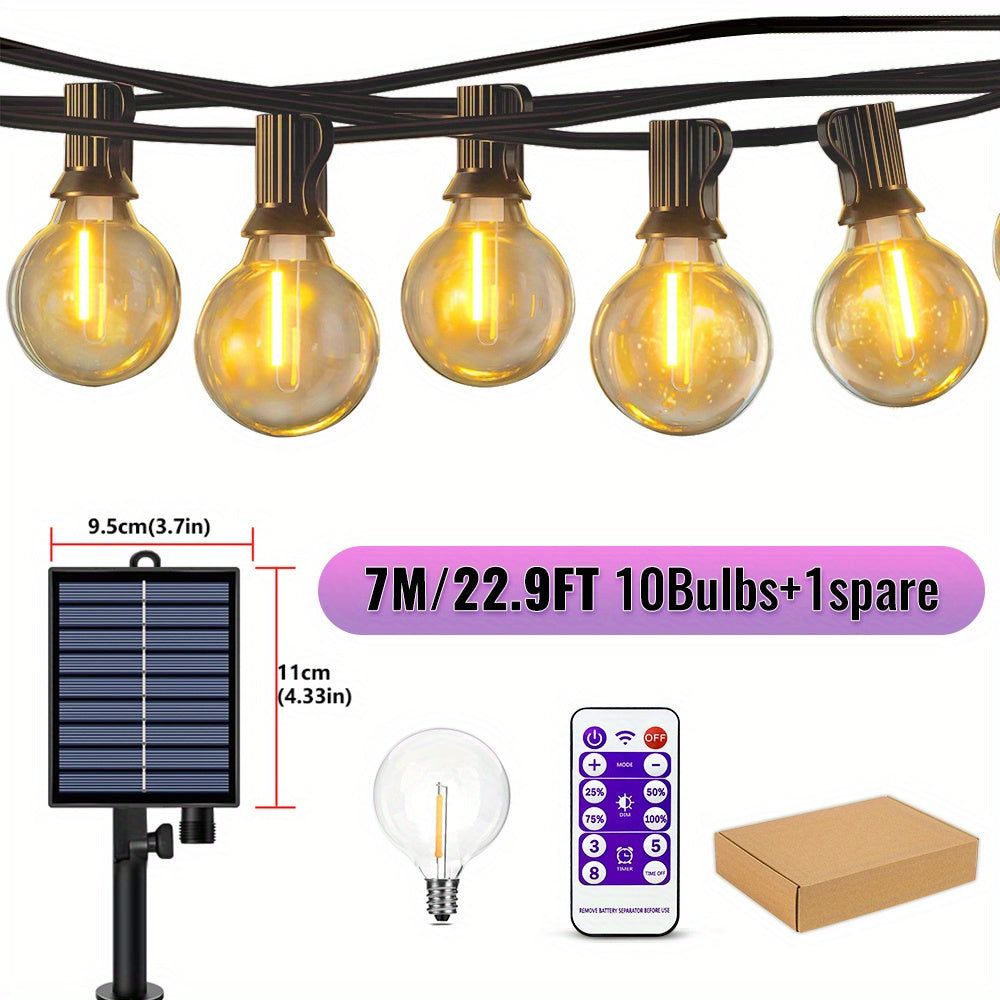 Luces de cadena solares con bombillas LED irrompibles, luces colgantes resistentes a la intemperie para bodas