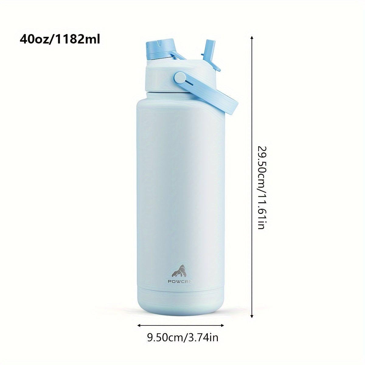 40oz Stainless Steel Water Bottle with 2-in-1 Straw and Spout Lid Leak-Proof BPA-Free for Sports Gym Travel