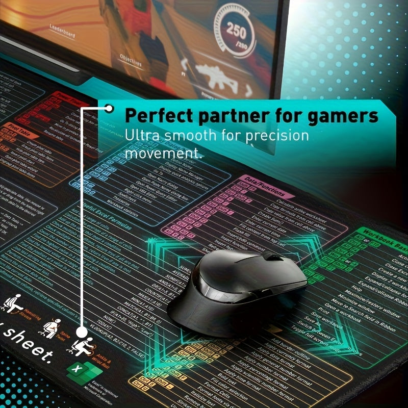 XXL Excel Qisqa Tugmalar Kalitlari Sichqoncha Pardasi O'yin va Ofis Uchun, Sirpanmaydigan Qirralar Bilan