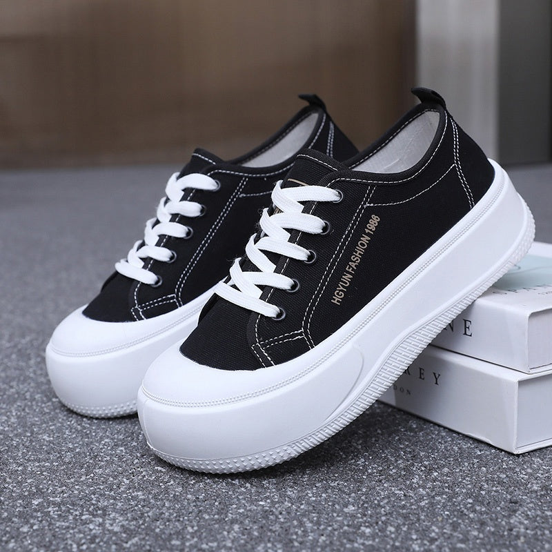 Ayollar uchun oq platformali tizzaga bog‘langan poyabzal, kundalik, qulay, sirpanishga qarshi