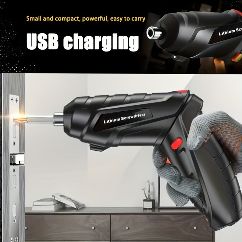 48pcs Cordless Electric Screwdriver Kit USB Rechargeable Handheld Drill Steel for DIY Home Repair