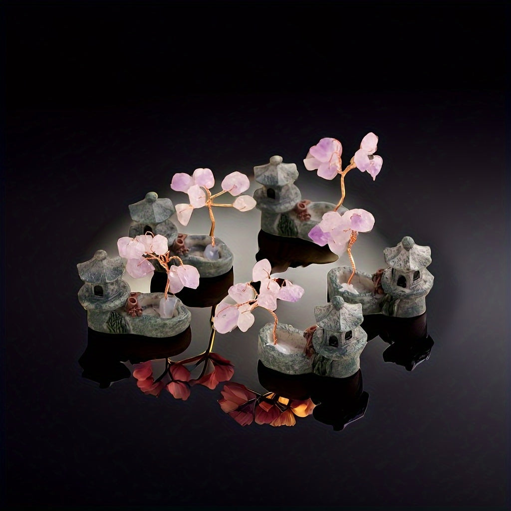 Tabiiy Amethyst Kvarts Energiya Daraxti Hayot Mini Dekoratsiyalari ichki va tashqi uy bezatish uchun