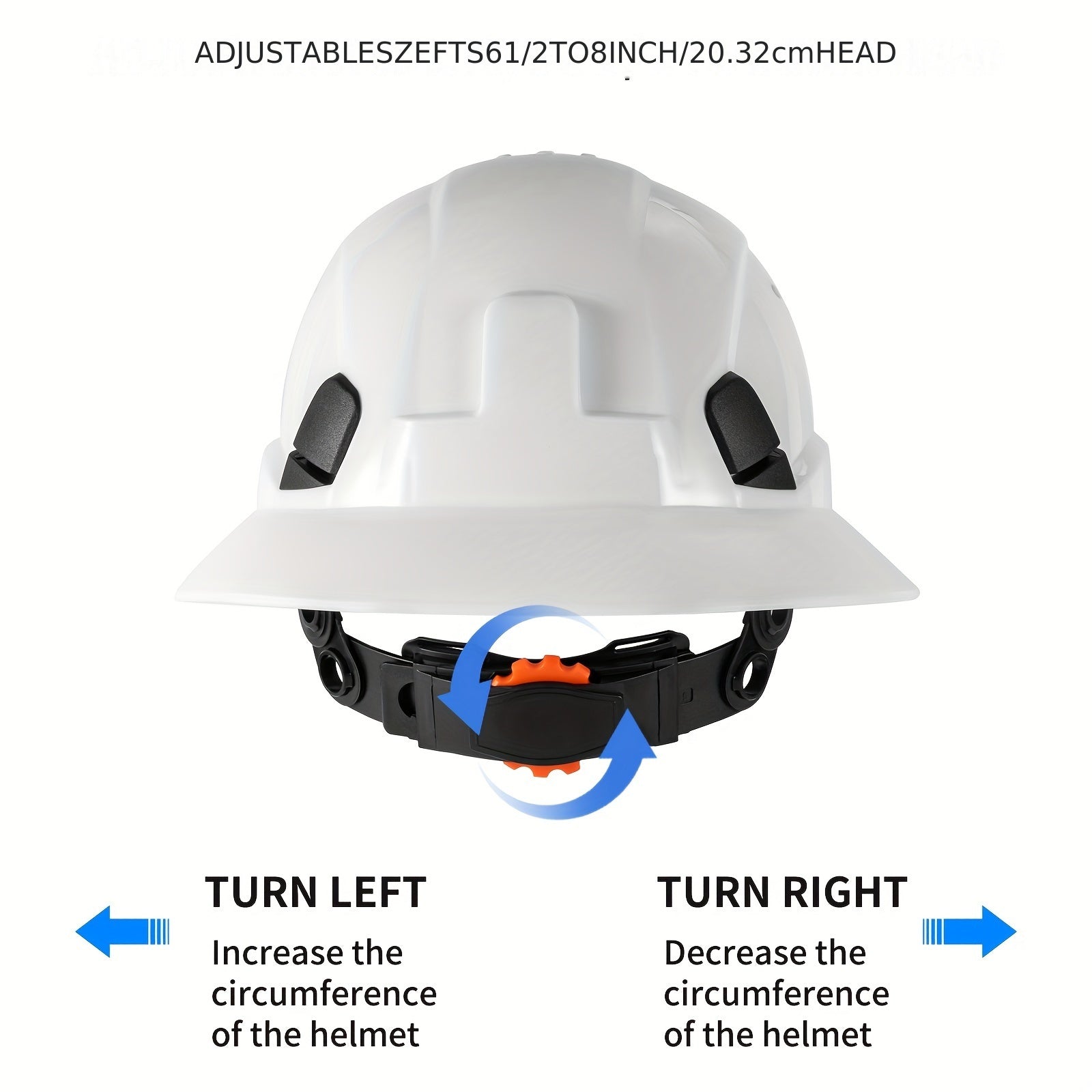 Vented Construction Hard Hat with Adjustable Suspension for Men and Women