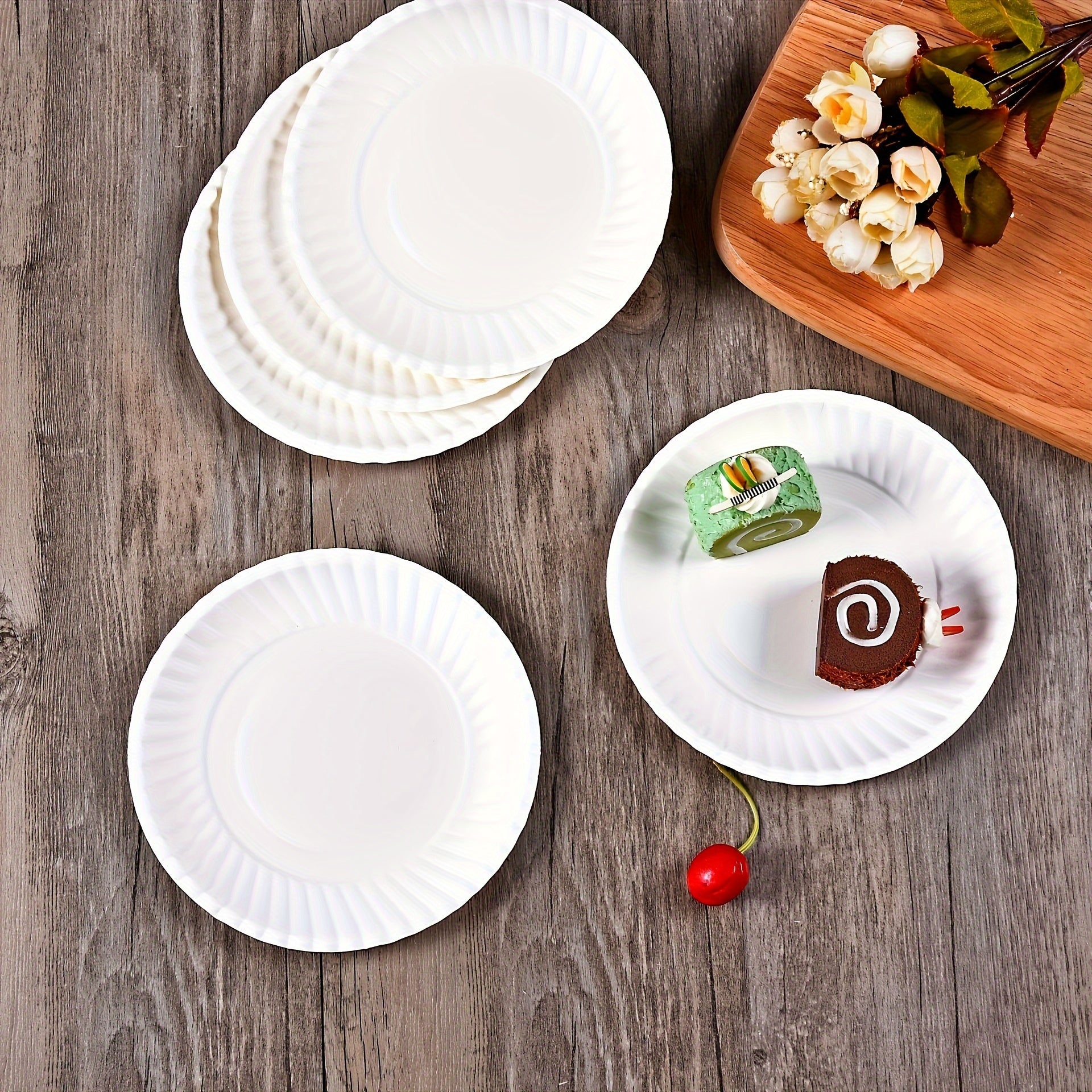White Disposable Paper Plates 15.24cm Pack of 50 for Parties, BBQs, and Events