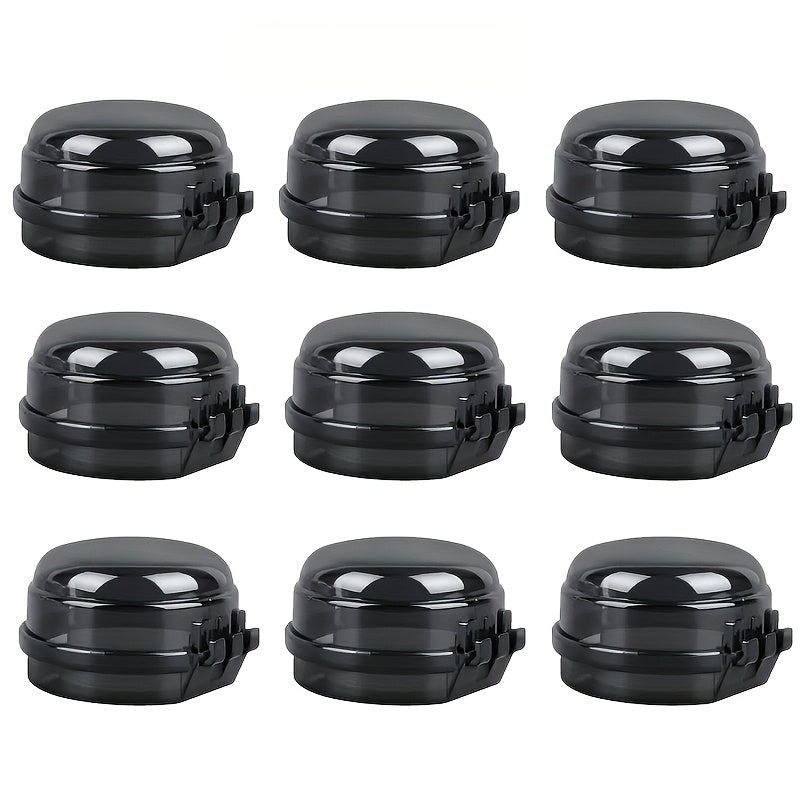 Set of 9 Black Plastic Gas Stove Knob Covers Child Safety Dust Prevention Easy Installation