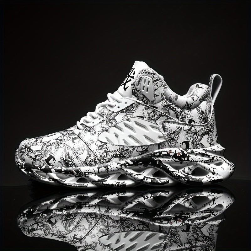 Boys Camouflage Lace-Up Sneakers for Running and Basketball Casual Street Style