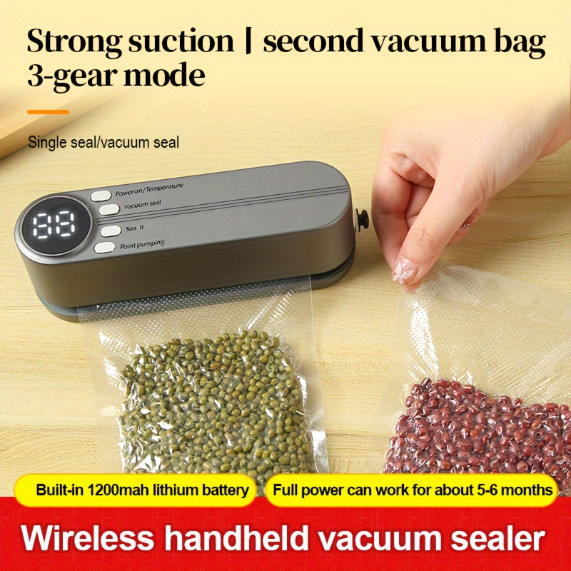 Compact USB rechargeable vacuum sealer for kitchen and picnics