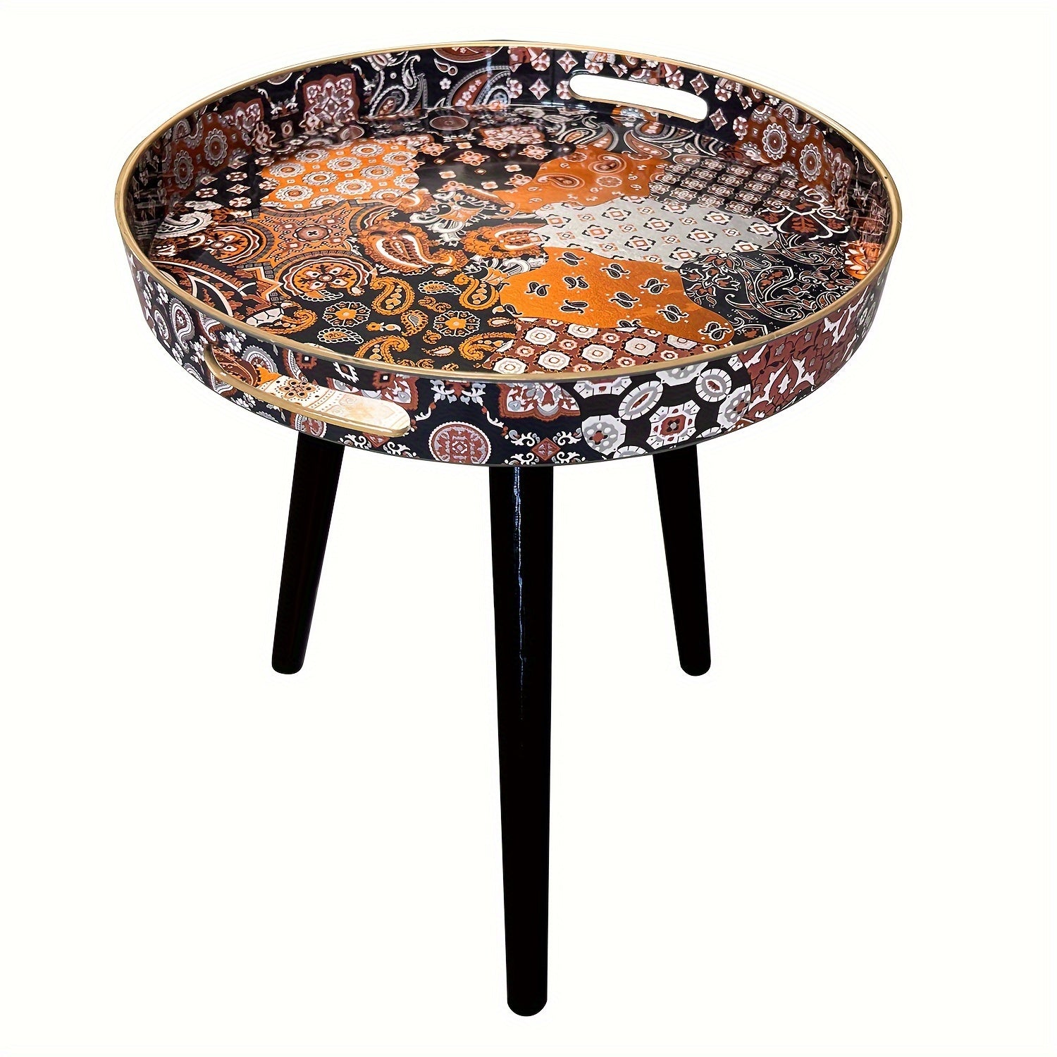 Mesa de café de estilo bohemio con patas de madera para sala de estar o dormitorio