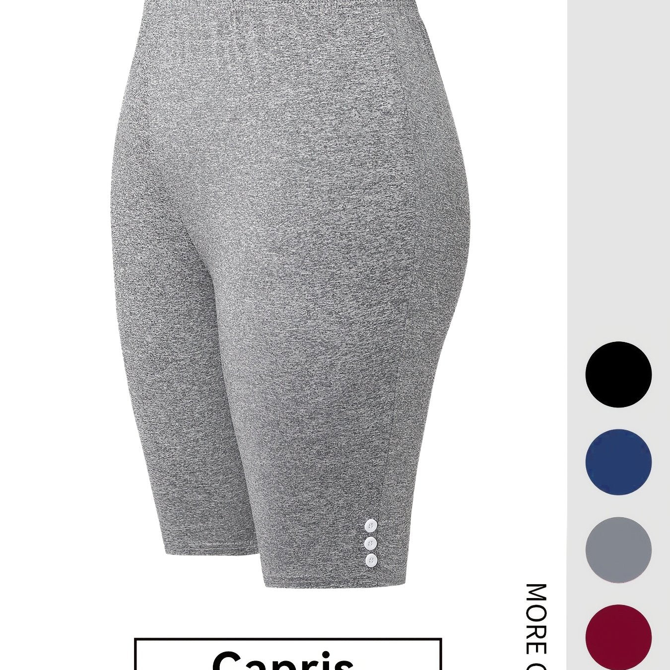 Women's High-Waisted Stretch Capri Leggings Yoga Workout Shorts Solid Color