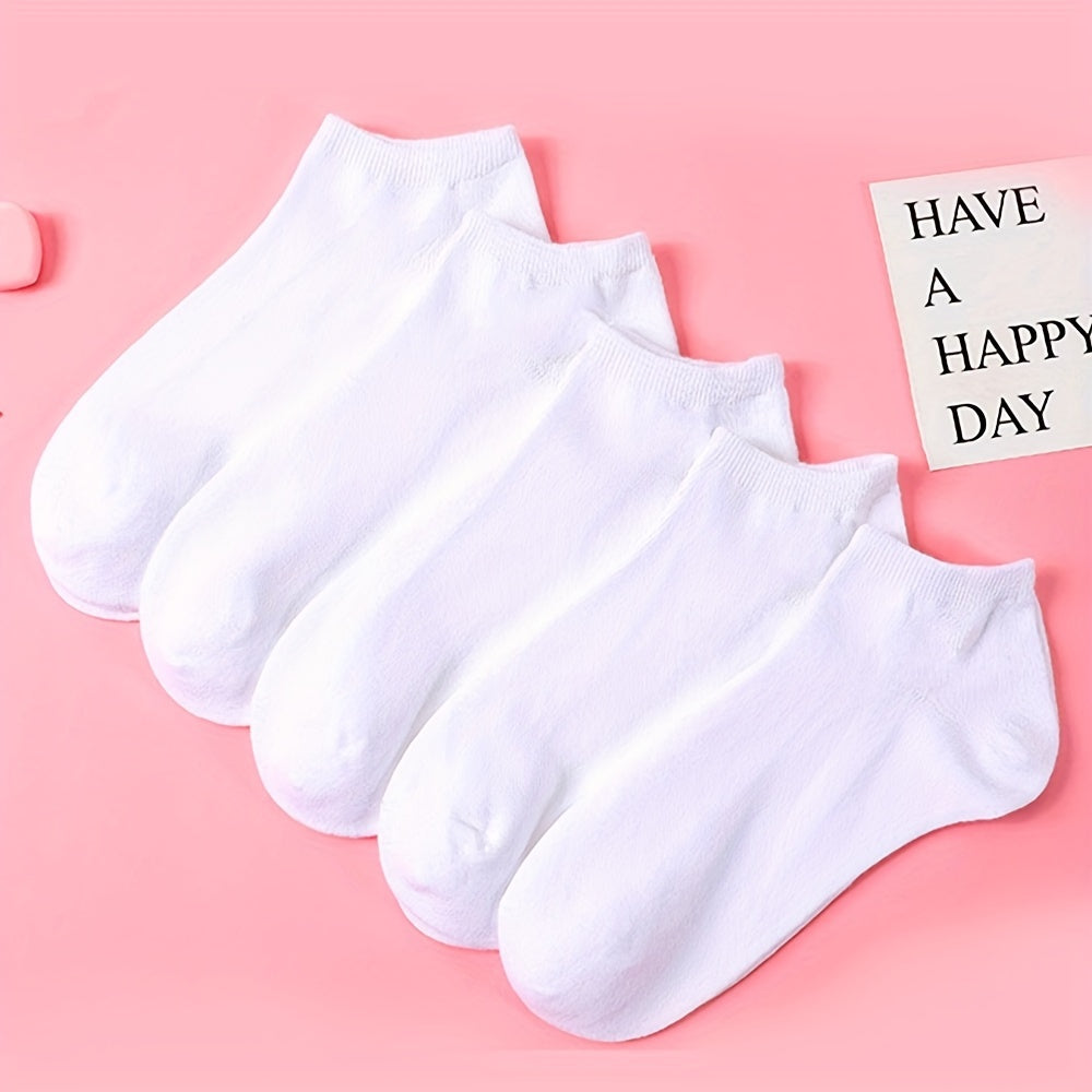 Men's Solid Ankle Socks 5 Pairs Breathable Sweat-Absorbent Outdoor Socks