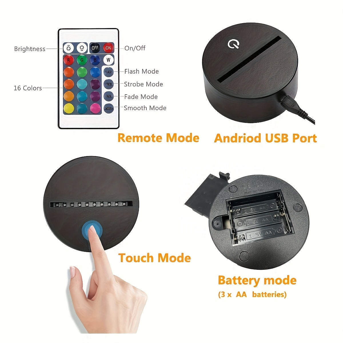 4pcs T-Rex Dinosaur 3D Night Light with 16 Colors Remote Control Dimmable Gift