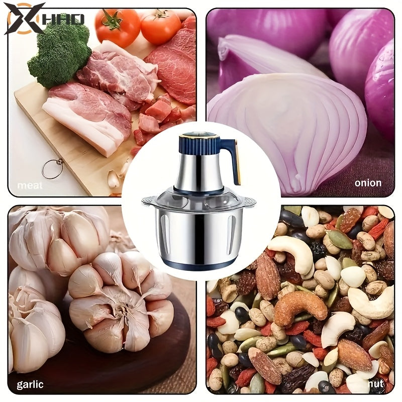 500W Stainless Steel Food Processor 5L Capacity with 6-Blade System and 5 Speeds