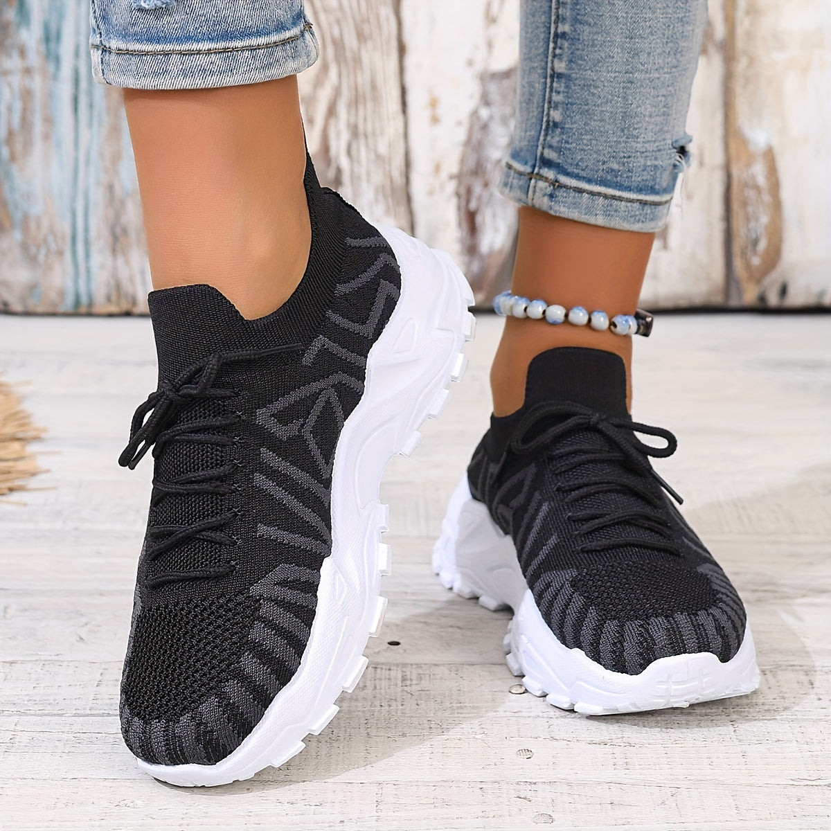 Women's Mesh Floral Running Shoes Breathable Lightweight Sneakers for Summer Casual
