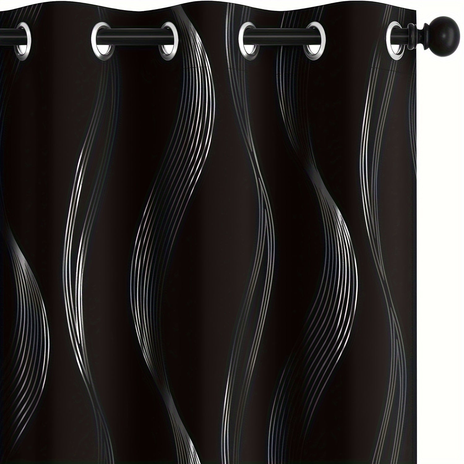 Contemporary Blackout Curtains 2 Pieces Woven Polyester Grommet Top Room Darkening