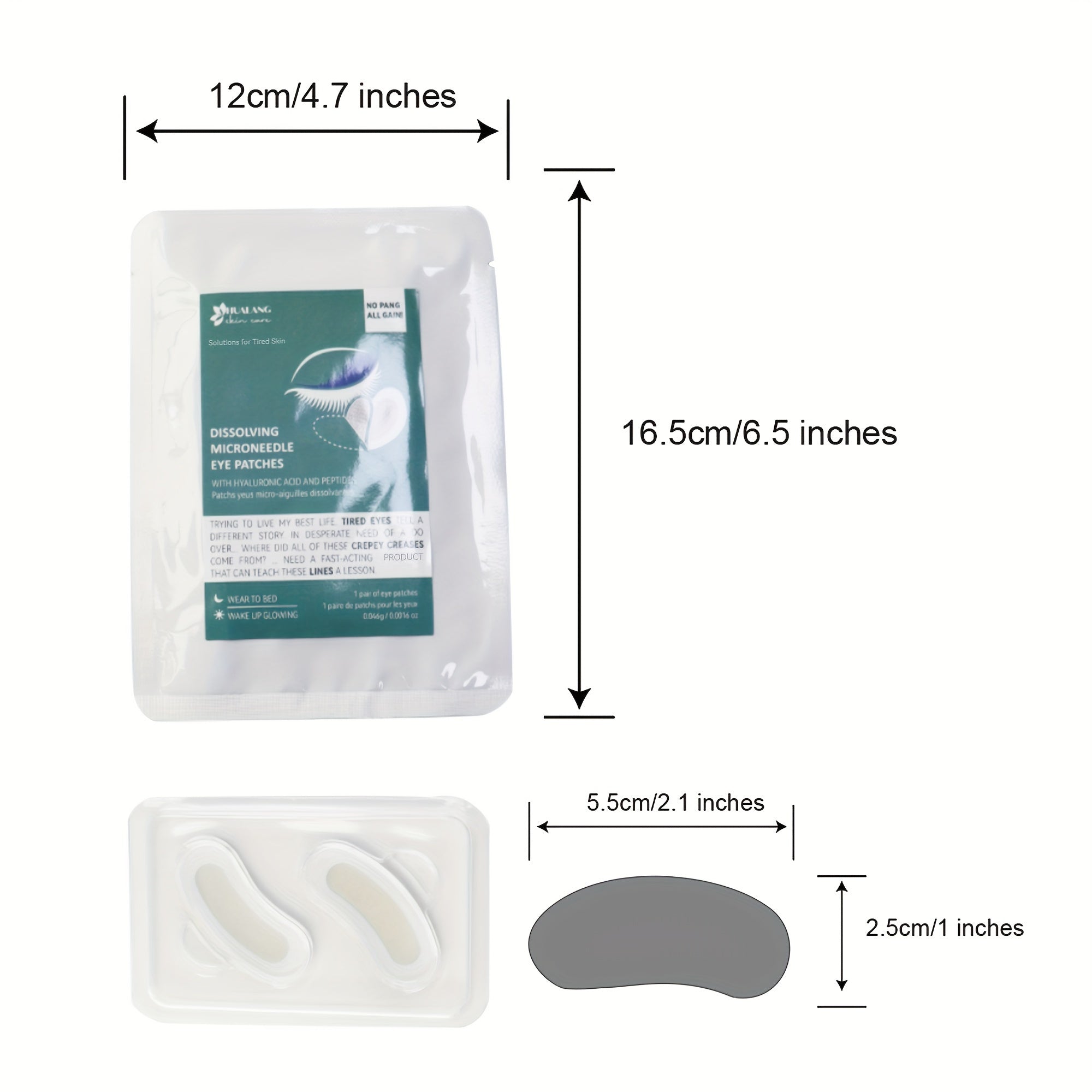 Unisex Under Eye Patch with Dissolving Microneedles and Hyaluronic Acid