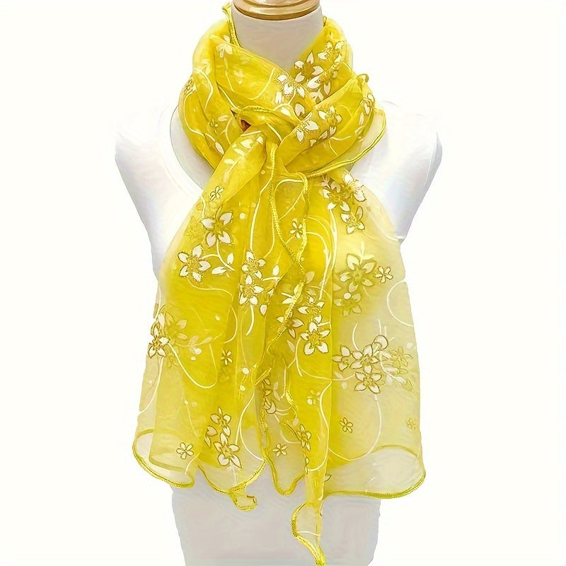 Bohemian Style Floral Embroidered Lightweight Shawl Wrap for Travel and Outdoor Use