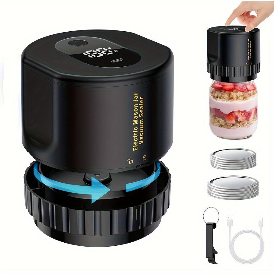 USB qayta to'ldiriladigan Mason bankasi oziq-ovqat vakuum yopish uchun pompali va yopish uchun aksessuarlar bilan
