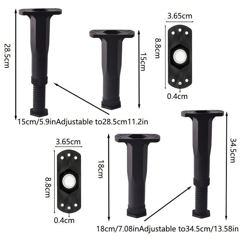Adjustable Heavy-Duty Bed Frame Support Leg with Screws and Silicone Pads