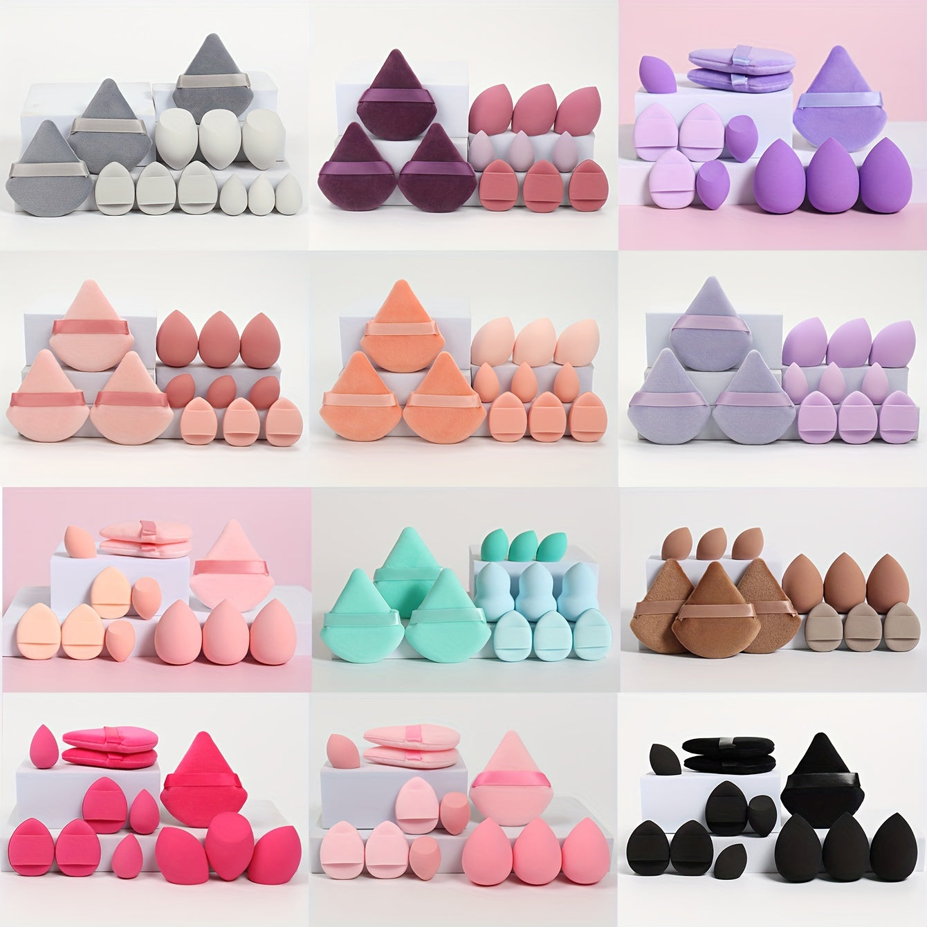 12-Piece Makeup Sponge Set with Foundation Blenders and Powder Puffs for Liquid, Cream, and Powder
