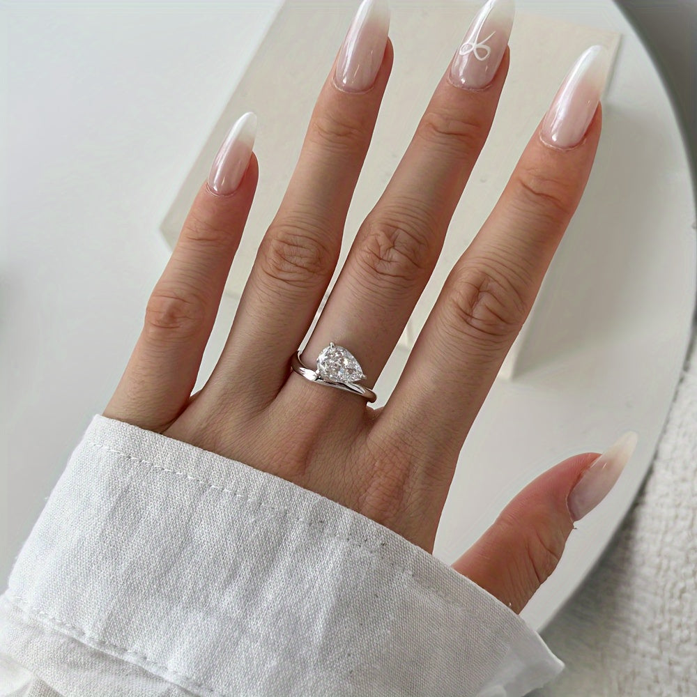 Anillo de compromiso de moissanita en forma de pera de 2ct de plata de ley para bodas y aniversarios