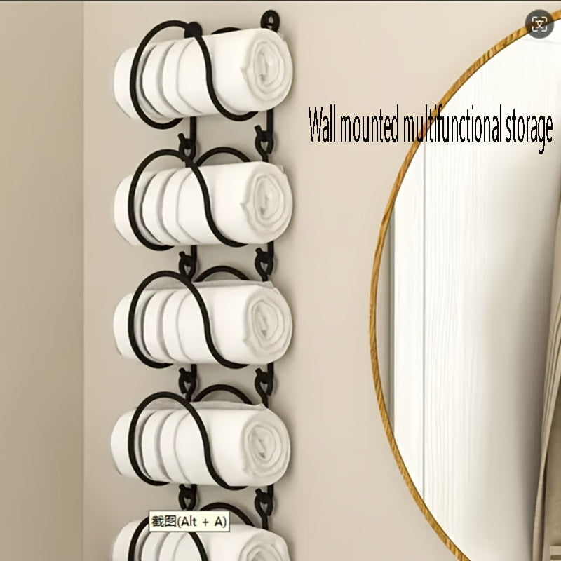 4-Piece Wall-Mounted Storage Rack Set with Hooks Towel Wine Clothes Organizer