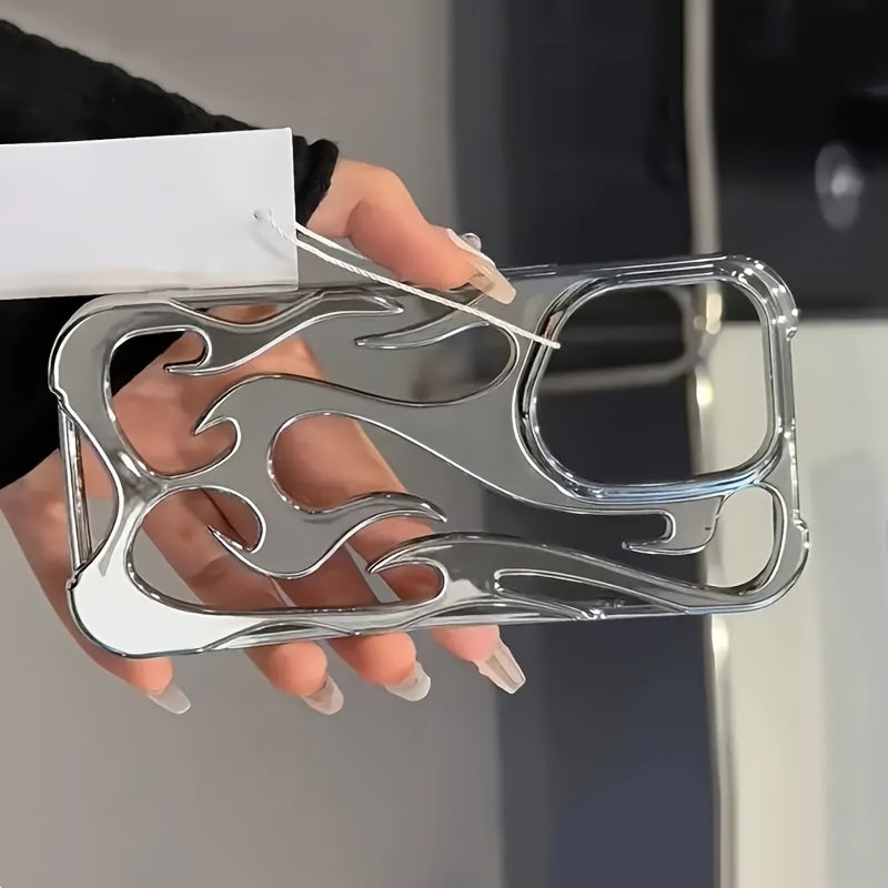 Hollow Flame Phone Case for iPhone TPU Silvery Electroplated Gift for Boys and Girls