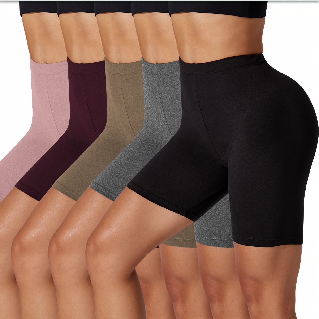 Pantalones cortos de ciclista suaves para mujer talla plus de 6 pulgadas de alto con costura sin costuras para entrenamiento y ropa deportiva