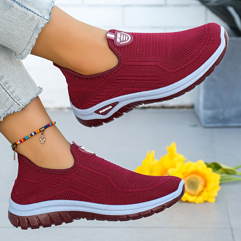 Women Plus Size Breathable Slip-On Sneakers Casual Walking Shoes Black Blue