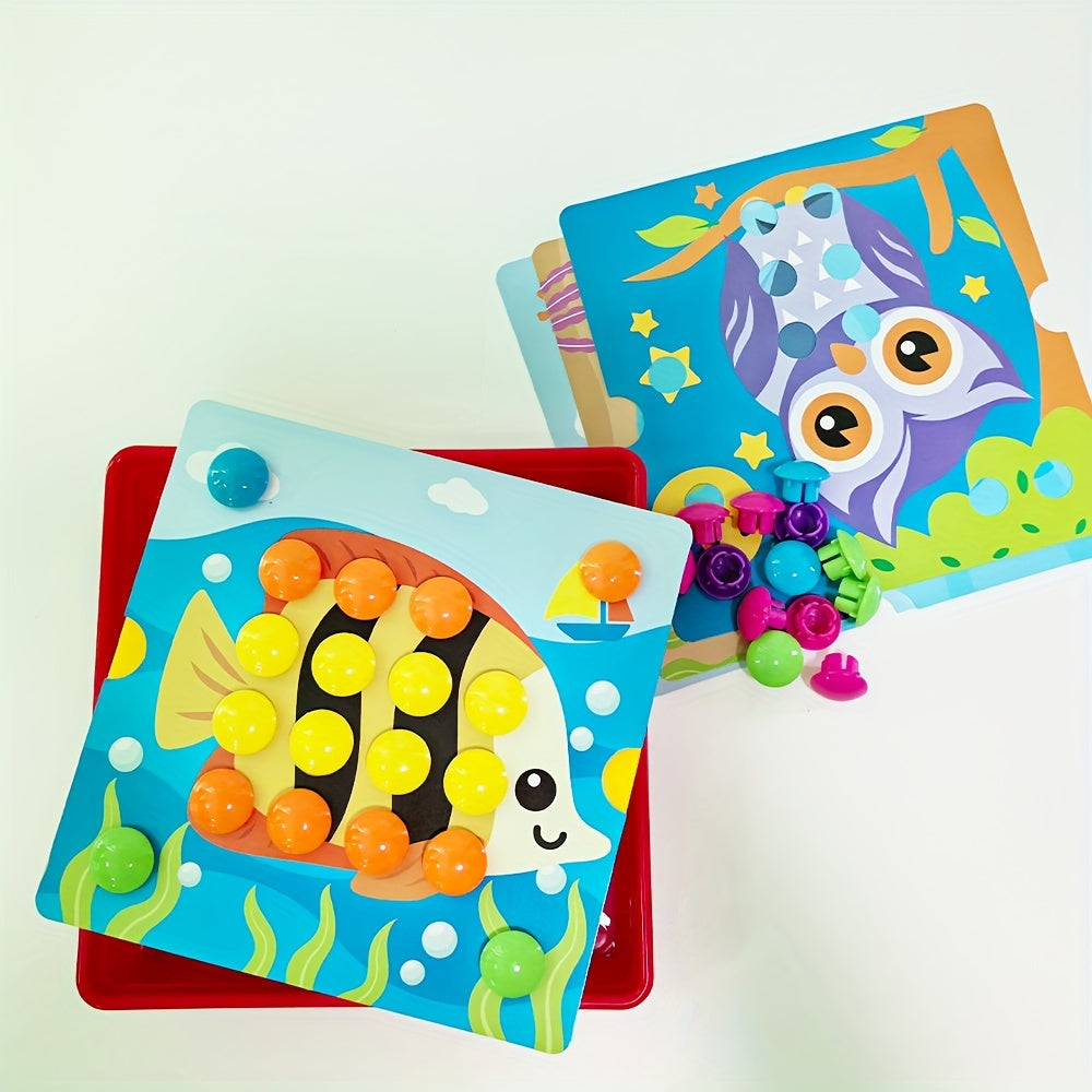 Bolalar uchun qiziqarli tugmachalar san'ati to'plami, nozik motor ko'nikmalarini va ranglarni tanishishni rivojlantiradi, qizlar va o'g'il bolalar uchun mukammal sovg'a.