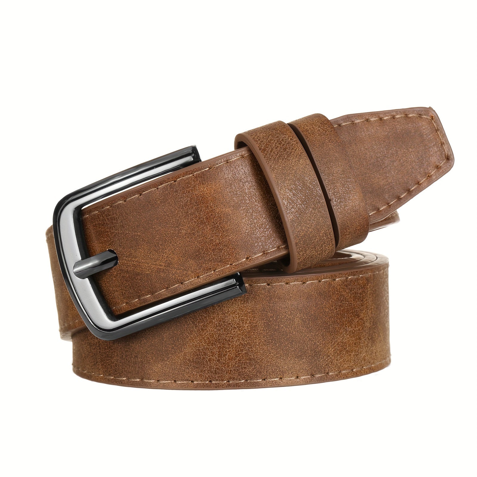 Men's Wide Stitching Belt with Alloy Buckle for Jeans and Trousers Casual Large Size