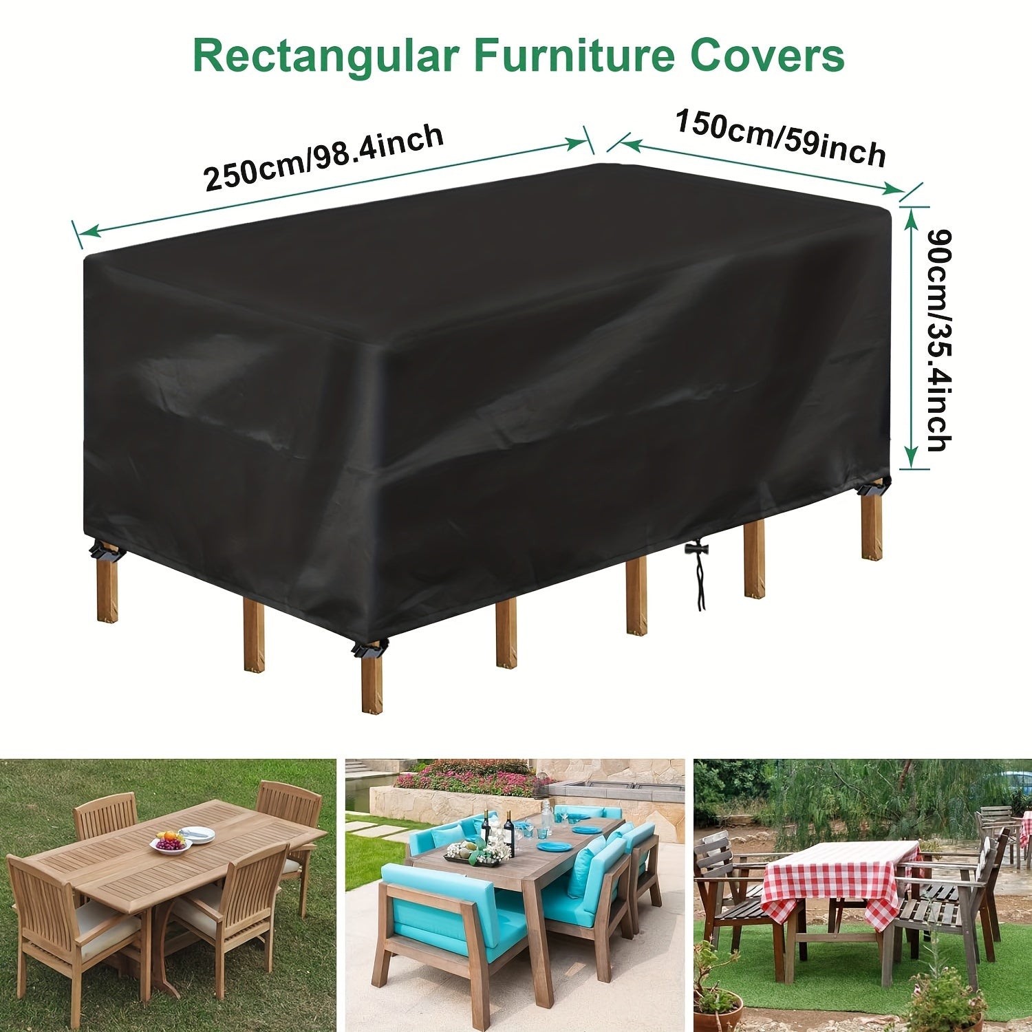 Rectangular Garden Furniture Cover Waterproof Oxford Fabric for Outdoor Patio Rattan