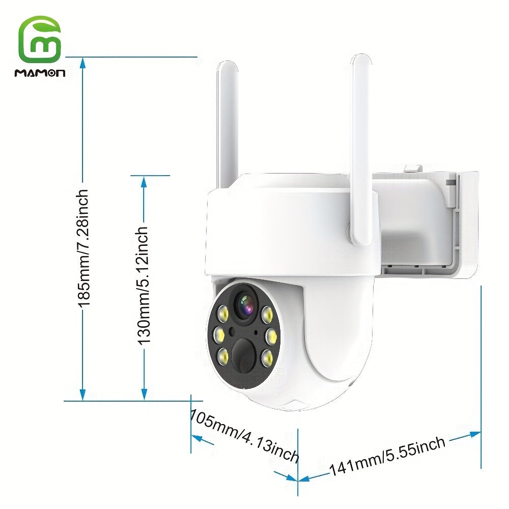 Wi-Fi quyosh energiyasida ishlaydigan 2K PTZ xavfsizlik kamerası, kechqurun ko'rish, harakatni aniqlash, ikki tomonlama audio, spotli nurni o'z ichiga oladi