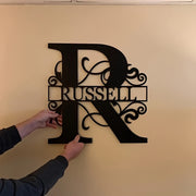 Personalized Last Name Sign with Split Letter Design for Front Door or Garden Decor