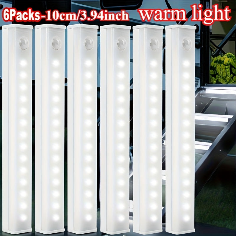 6 dona oq LED harakat sensorli chiroqlar simsiz zaryadlash USB qayta zaryadlanadigan ichki