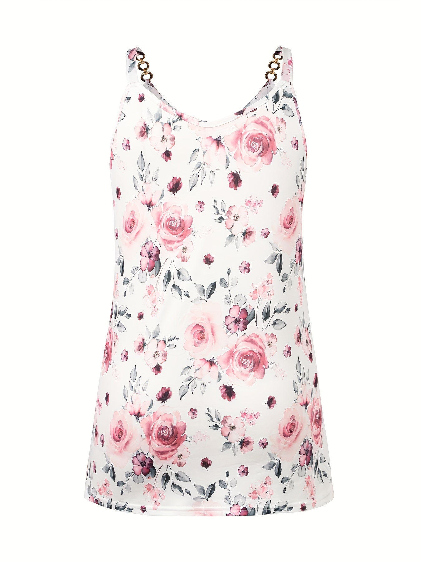 Women's Plus Size Floral Print Sleeveless Cami Top V-Neck Summer Casual