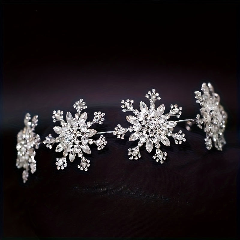 Snowflake Shaped Hair Headband for Weddings with Crystal Details