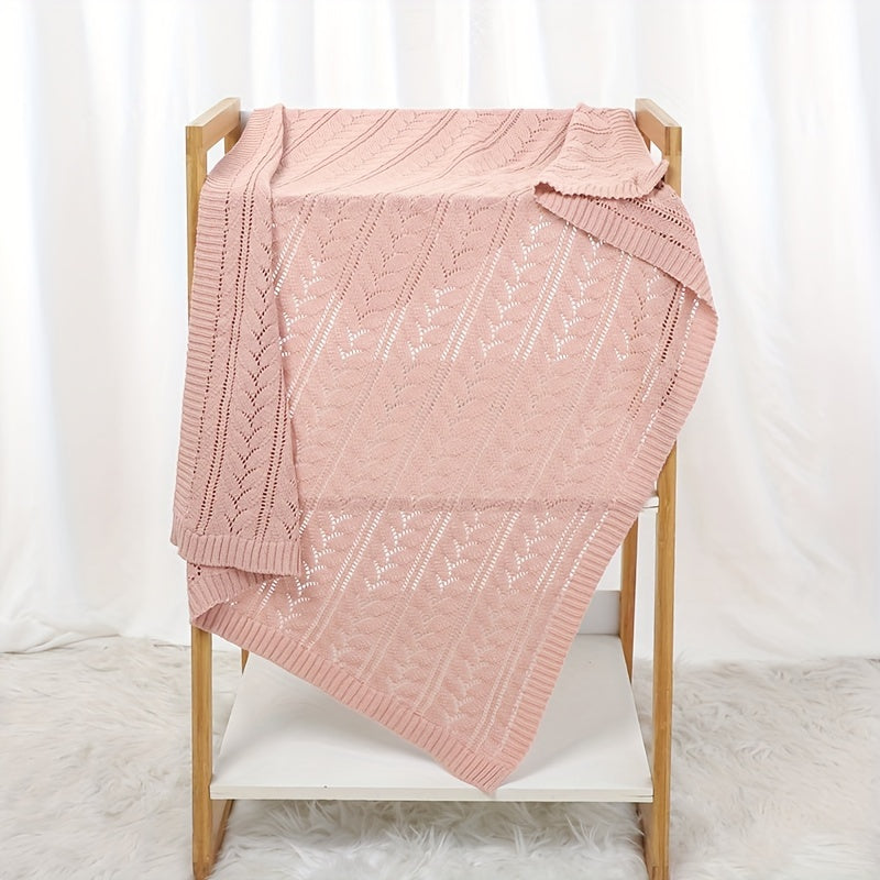 Manta de punto azul claro con patrón argyle de camello, suave algodón, cubierta versátil para cochecito