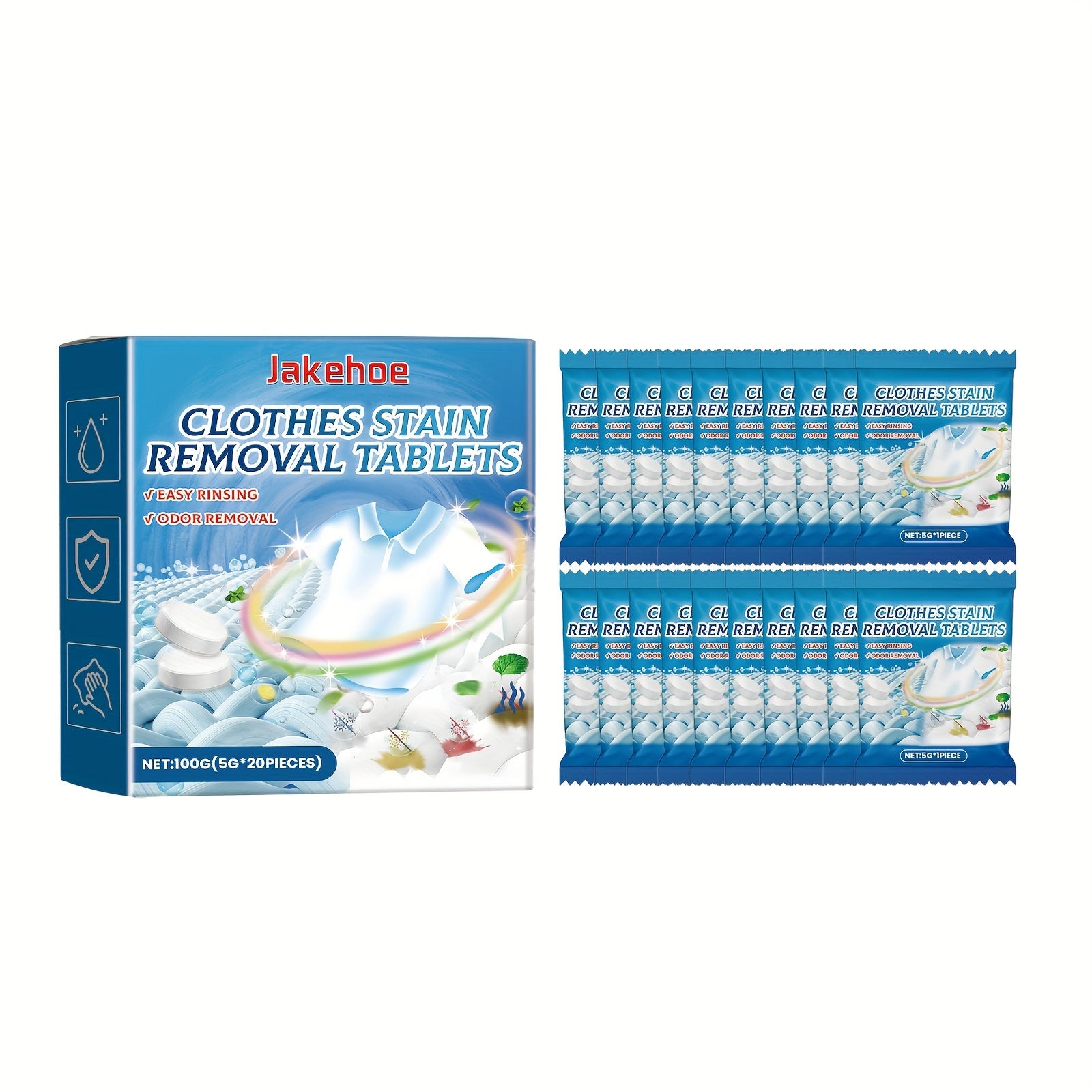 Effervescent Laundry Tablets for Stain Removal and Fabric Softening