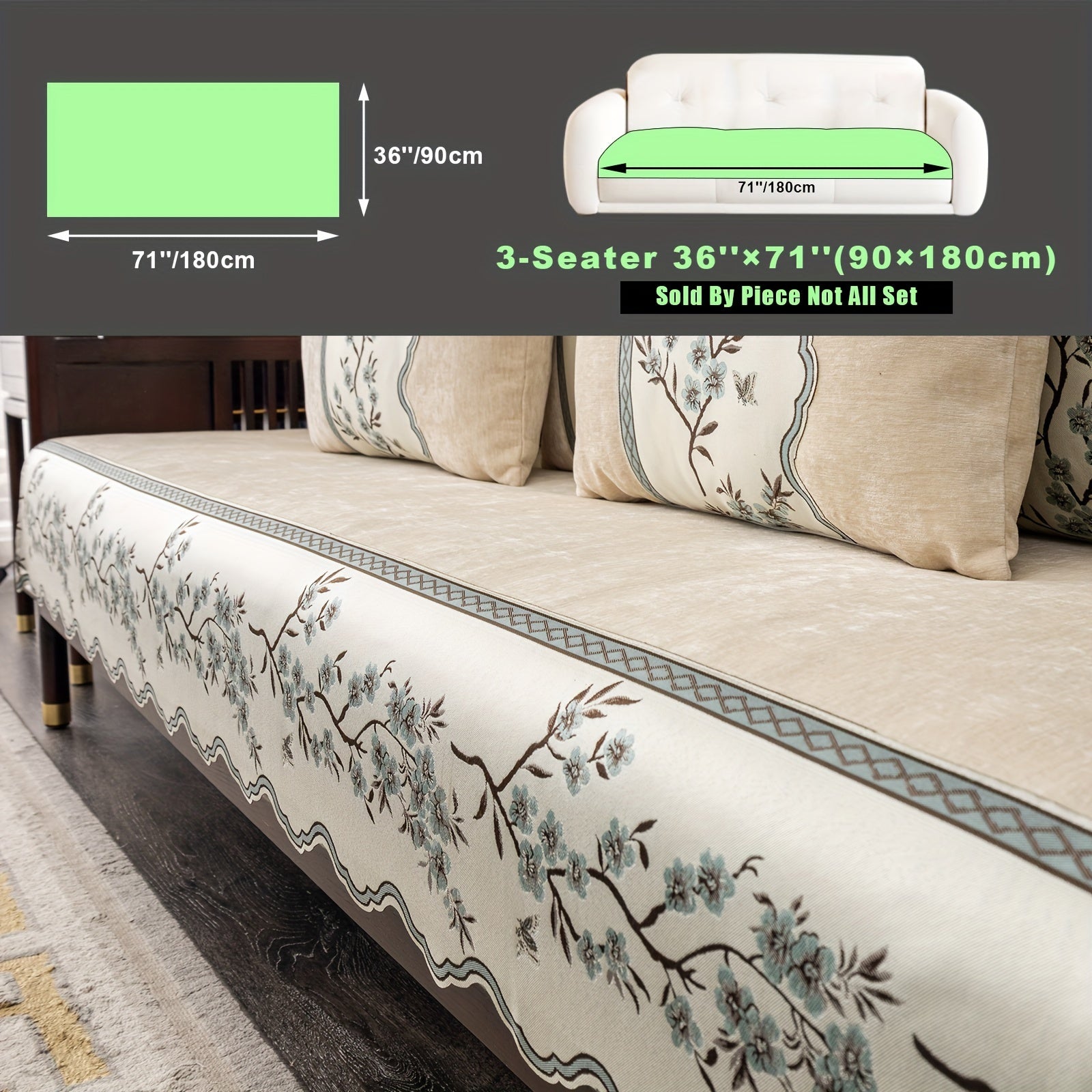 Чехол на диван с цветочным узором для всех сезонов с подушками и защитными чехлами для подушек для гостиной, спальни, офиса