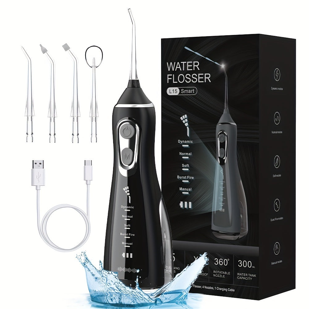 Rechargeable Water Flosser with USB Charging 5 Modes 360° Deep Cleaning for Men and Women